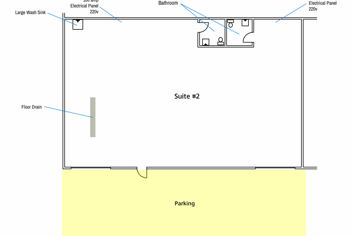 Floor plan of 3250 square foot warehouse for lease near me.