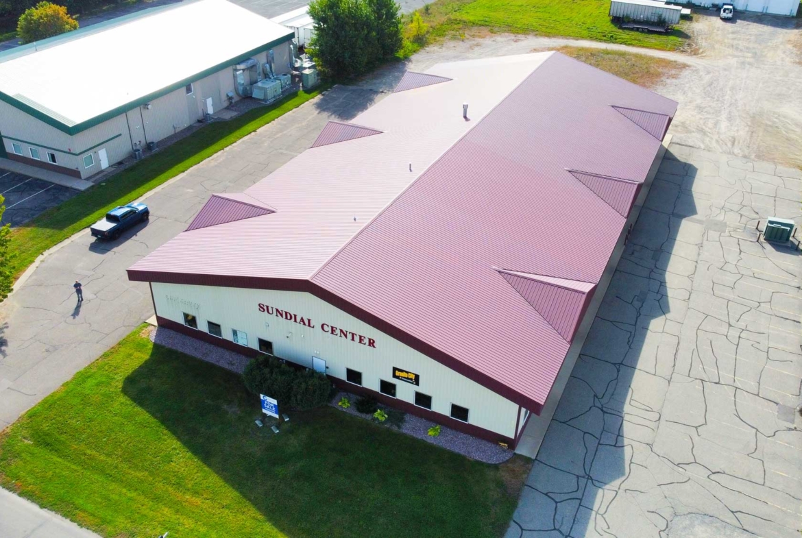 Overhead view of a storage warehouse for rent.