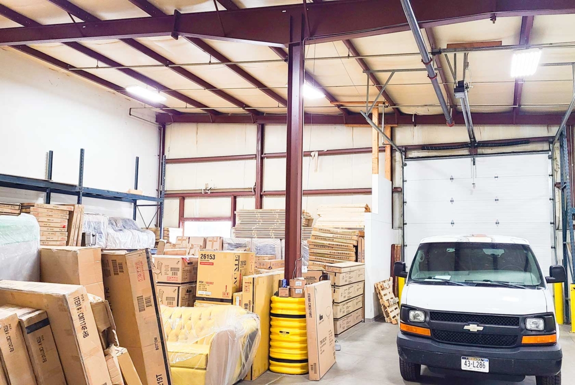 Interior of a warehouse and office complex in North St. Cloud, MN.