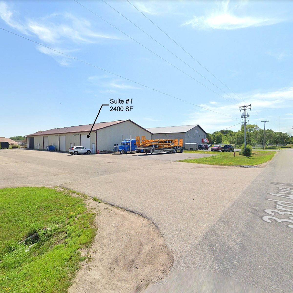 Multi tenant pole barn building for contractor flex space rentals.